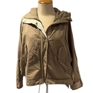 ZARA green boxy wide cut water resistant anorak jacket - size xs (generous)